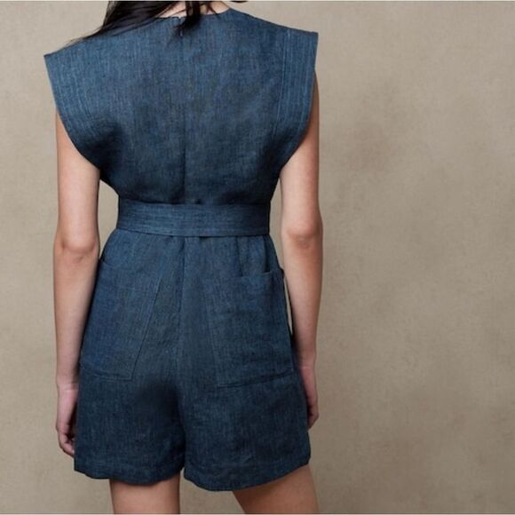 NWT 💯 %linen Banana Republic 2pcs Romper Set Size 6 - Picture 7 of 13